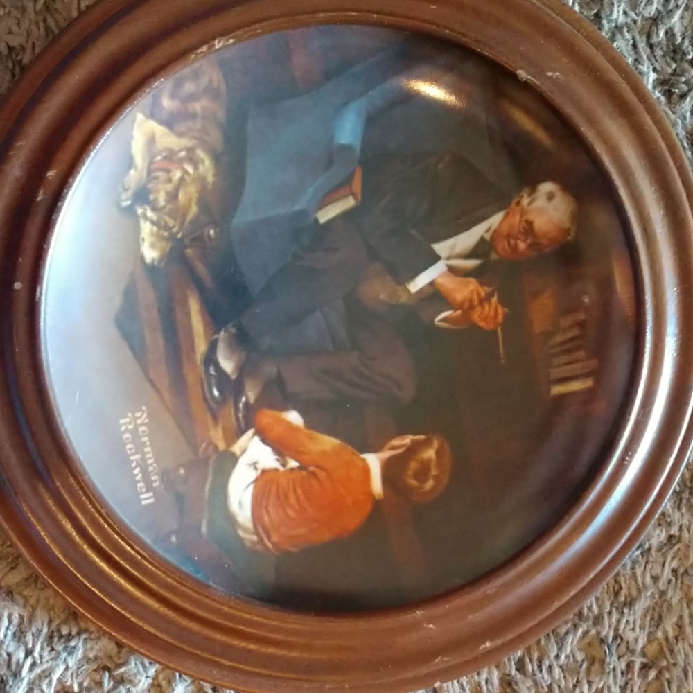 Norman Rockwell collector plate with vintage plate